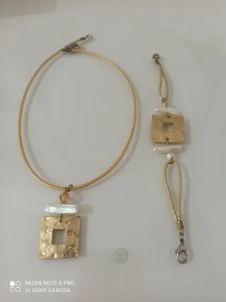 Conjunto Collar y Pulsera Oro Blanco