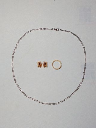 Cadena Acero y 2 Anillos Baño Oro