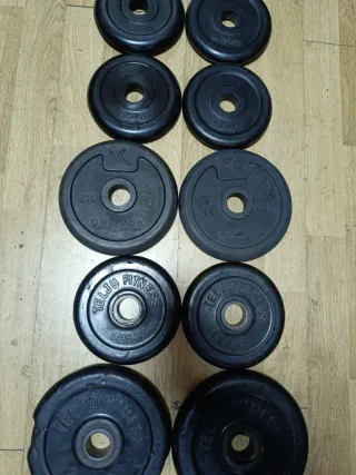 Barra recta, barra Z y 20kg en discos
