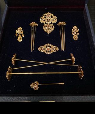 Aderezo Fallera Niña Dorado y Rosa