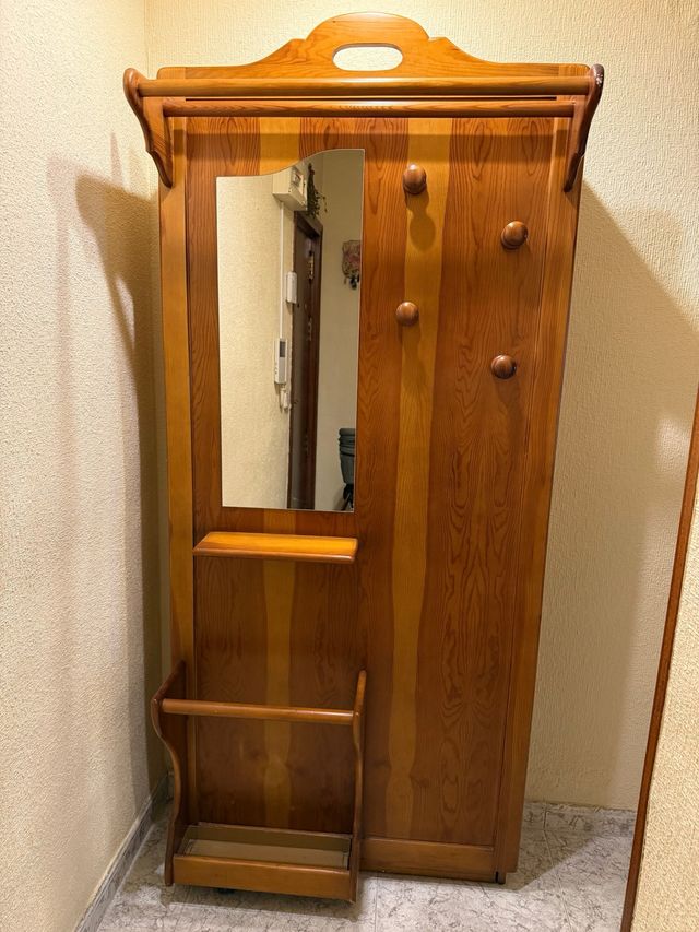 Mueble recibidor madera con espejo