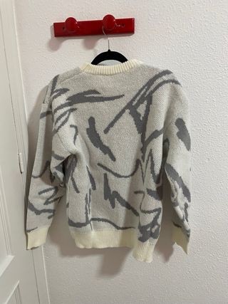 Jersey hombre S blanco y gris abstracto