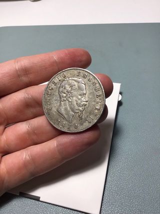 Moneda 5 Liras Vittorio Emanuele II 1870