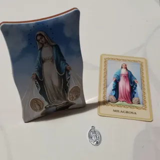 Lote Cuadrito, Estampa y Medalla Milagrosa