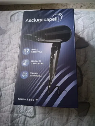 Asciugacapelli con manico pieghevole