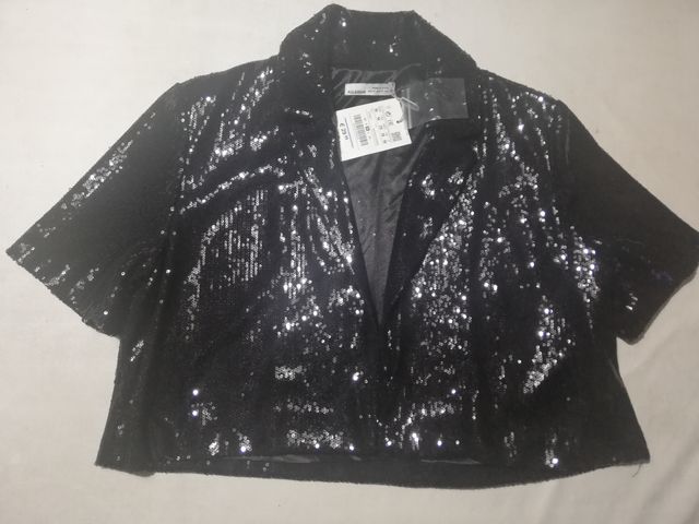 Giacca corta paillettes nera Pull&Bear