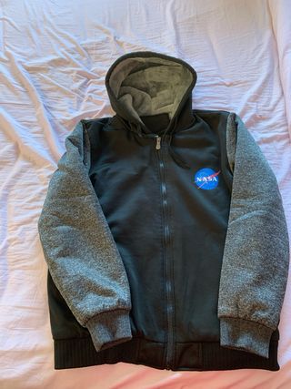Sudadera Polar NASA Cremallera Gris Negra