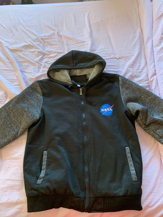 Sudadera Polar NASA Cremallera Gris Negra