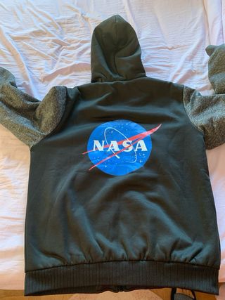 Sudadera Polar NASA Cremallera Gris Negra