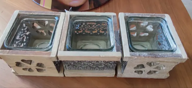 Portavelas estilo rústico 3 unidades *Nuevos*