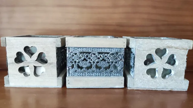 Portavelas estilo rústico 3 unidades *Nuevos*