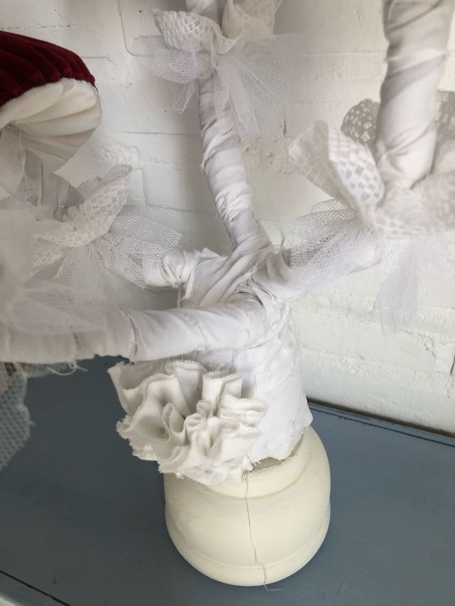 Setas Decorativas Textiles Rojas y Blancas