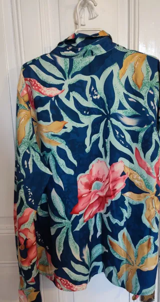 Camisa flores azul multicolor XXL