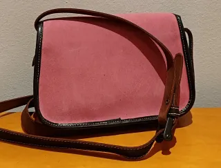 Bolso de piel Ubrique rosa y marrón
