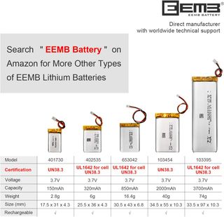 ✨ - Batteria ai polimeri di litio EEMB 3,7 V 1100 mAh 6034