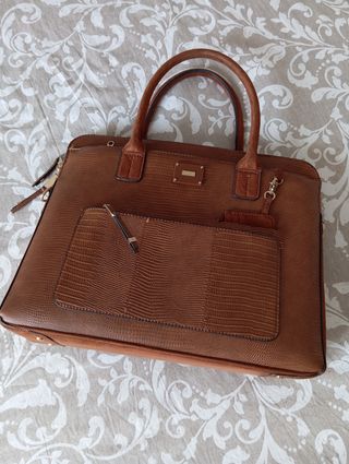 Bolso marrón efecto cocodrilo