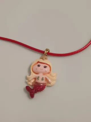 Colgante Sirena Roja y Rosa