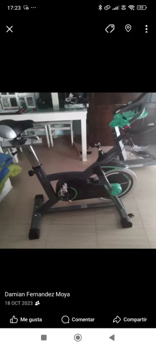Bicicleta Estática Spinning Negra y Verde