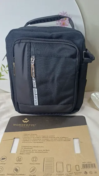 Bolso bandolera hombre grande negro