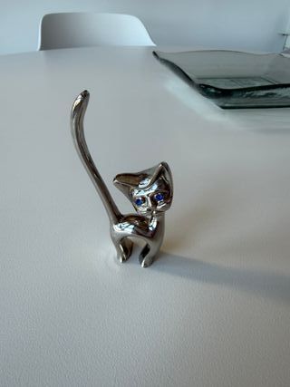 Soporte Anillos Gato Plateado