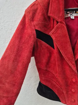 Chaqueta de cuero roja CHIA Talla S