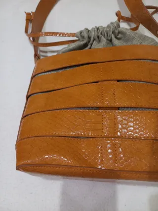 Bolso bandolera Cortefiel piel naranja