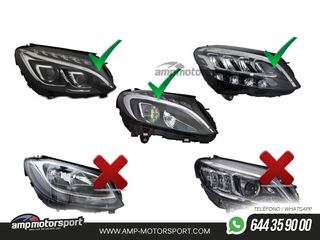 FAROS DELANTEROS LUZ DIURNA PARA MERCEDES CLASE C W205 NEGROS 2014-2021