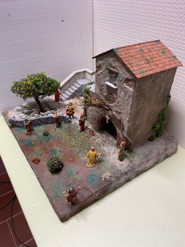 Presepe natività in  casale fatto a mano