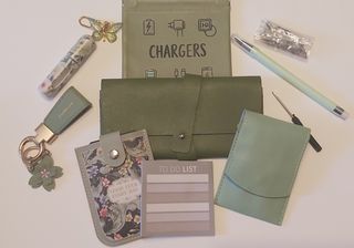 Set borsetta verde salvia vari pezzi