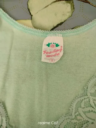 Canotta donna pizzo verde e rosa