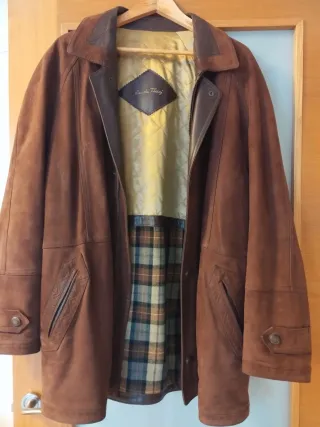 Chaquetón ante y piel marrón 3/4