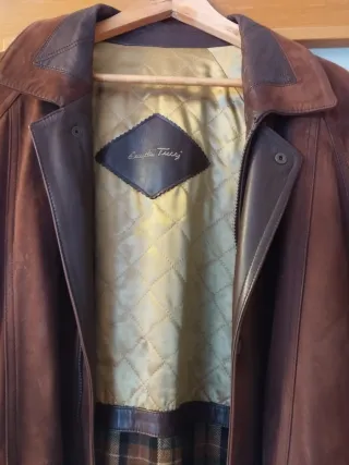 Chaquetón ante y piel marrón 3/4