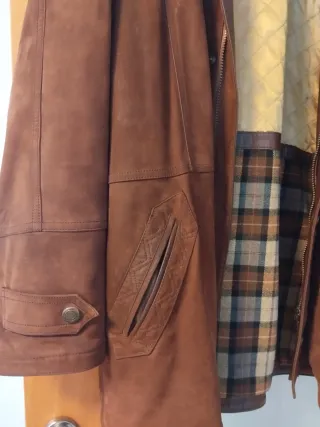 Chaquetón ante y piel marrón 3/4
