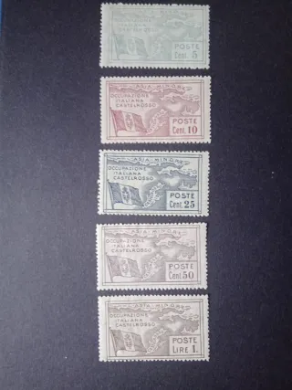 5 Francobolli Occupazione Italiana Castelrosso1923