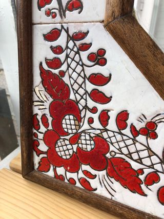 Espejo madera y azulejos decorativos