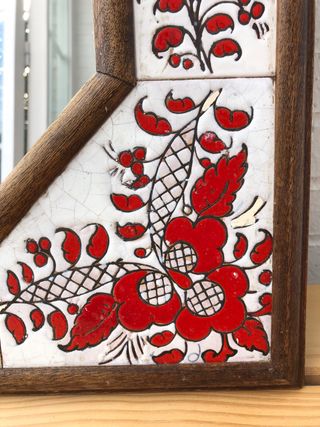 Espejo madera y azulejos decorativos