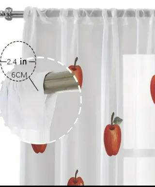Cortinas de cocina con manzanas rojas