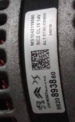 156046 alternador 9820893880 citroen c4 origins
