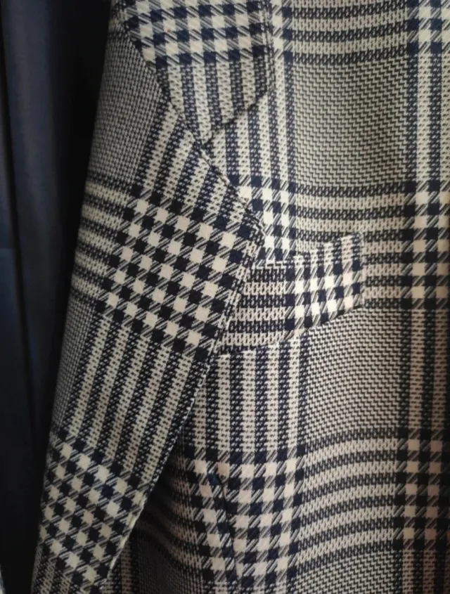 Blazer a quadri vintage grigio e nero
