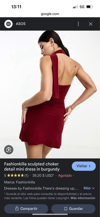 Vestido Fashionkilla escotado burdeos