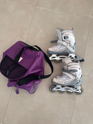 Patines Oxelo Talla 35-38 + Bolsa Morada