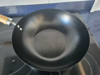 Wok Cocina Negro Mango Madera