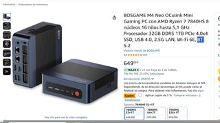 Mini PC BOSGAME Ryzen 7 7480HS 32GB RAM 1TB