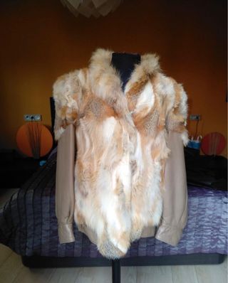 Chaqueta Piel Zorro Beige/Marrón