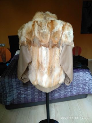 Chaqueta Piel Zorro Beige/Marrón