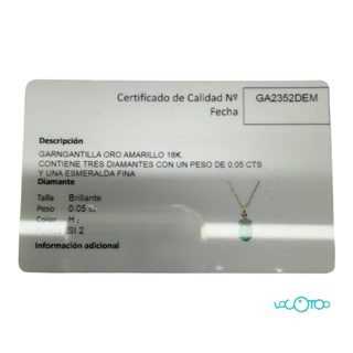 Cadena de oro 18k con esmeralda y diamantes