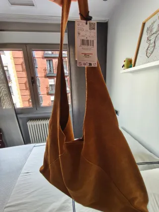 Bolso piel serraje Mango nuevo