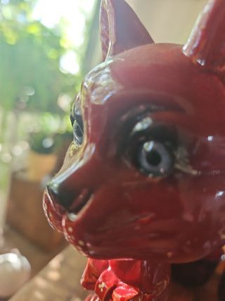 Gato Rojo Retro Ojos azules de cristal Manises