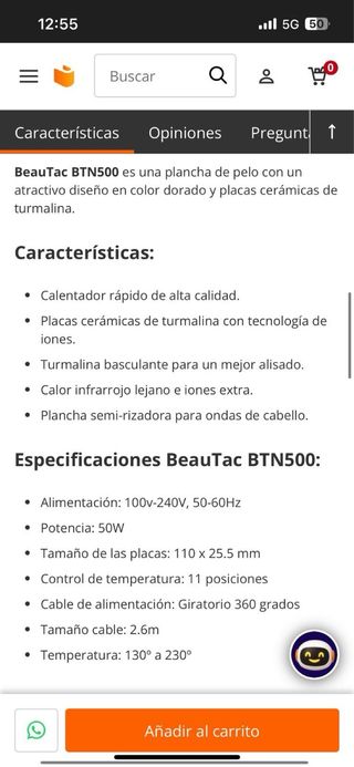 Plancha de pelo Beautac Profesional