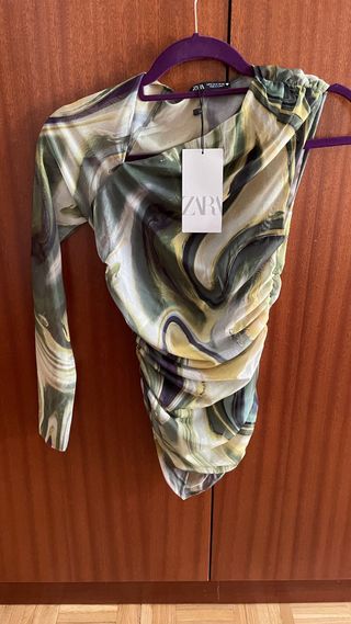 Top tul estampado Zara Talla única